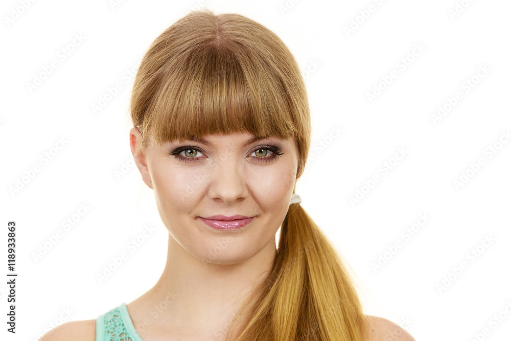 Attractive blonde girl smiling portrait Attractive blonde girl smiling portrait