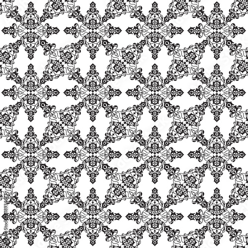 Flourish tiled pattern. Abstract floral geometric seamless oriental ornament