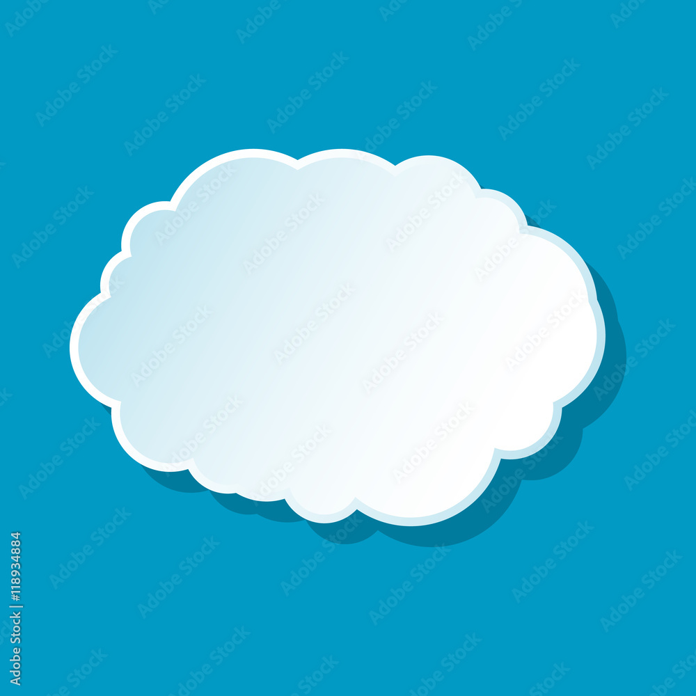 Cloud icon on blue background. Weather symbol