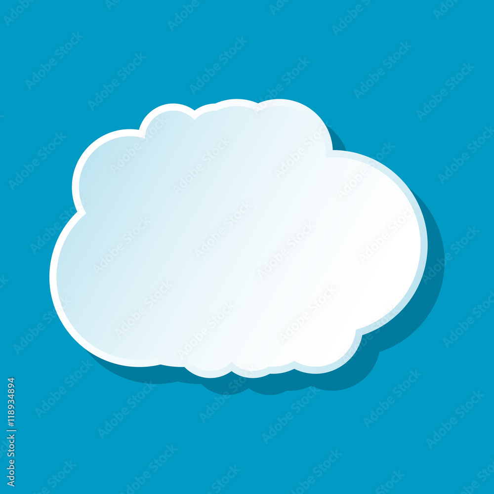 Cumulus cloud icon on blue background. Weather symbol