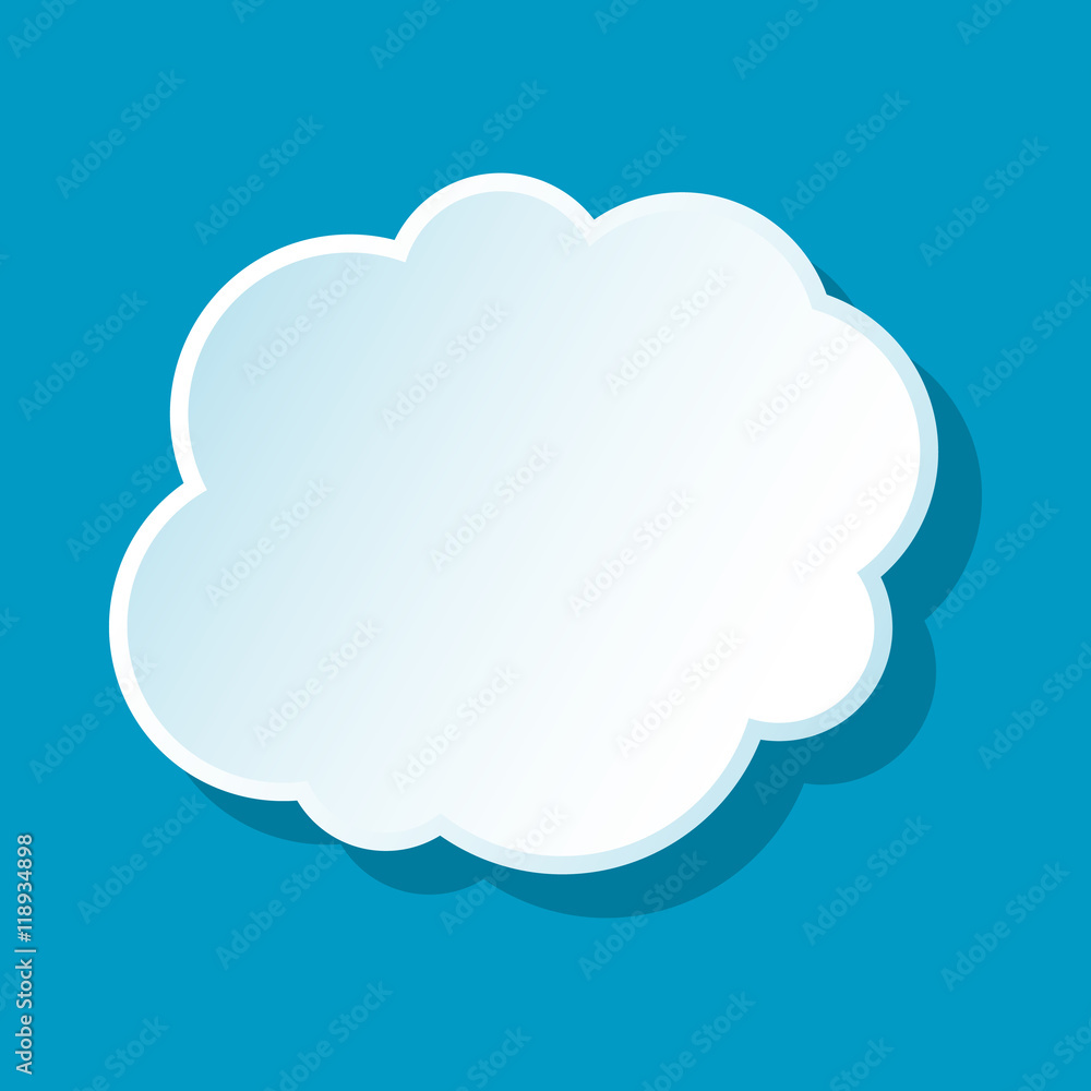 Cloud on sky icon on blue background. Weather symbol