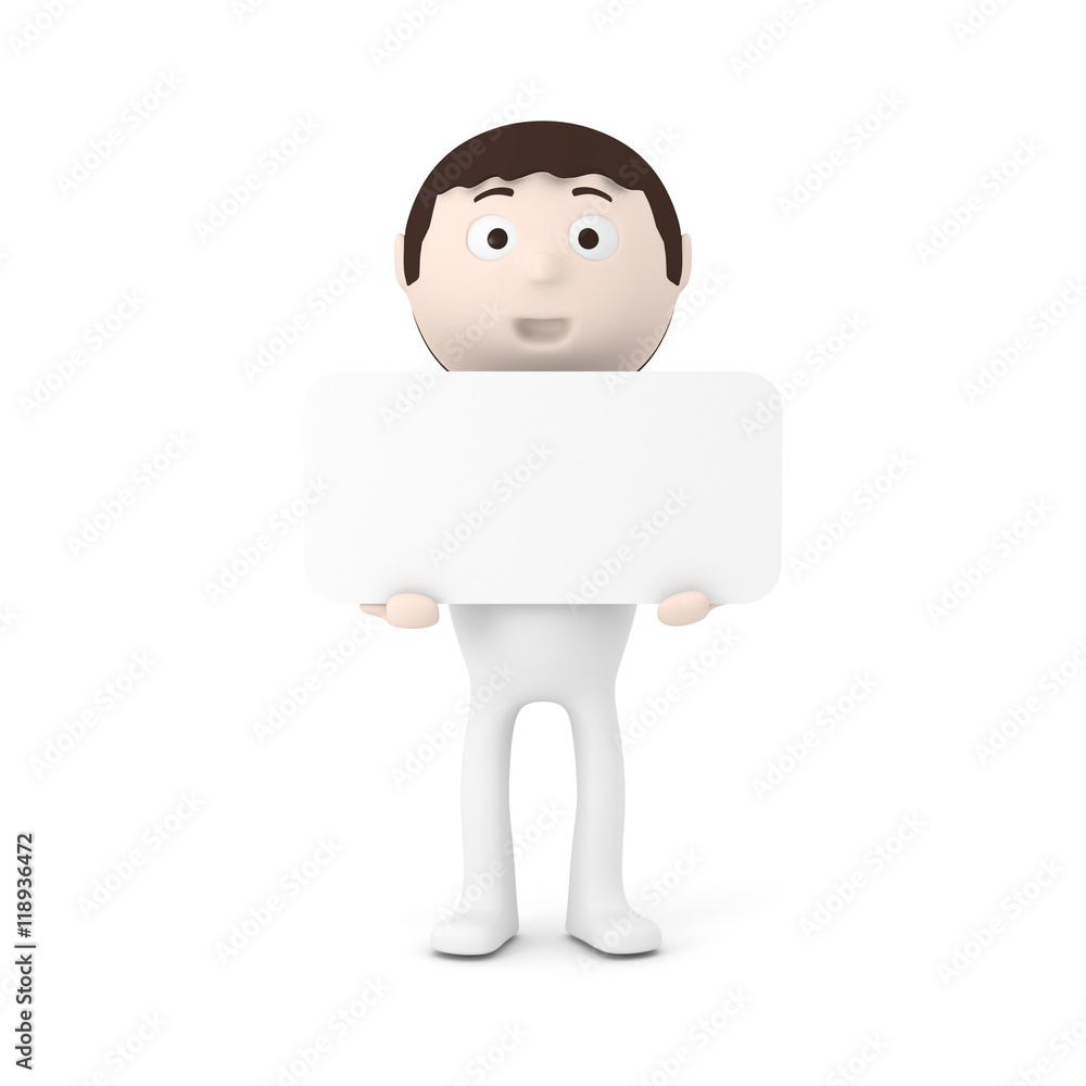 Cartoon Character Boy Holding Empty Blank Board Cartoon Character Boy Holding Empty Blank Board