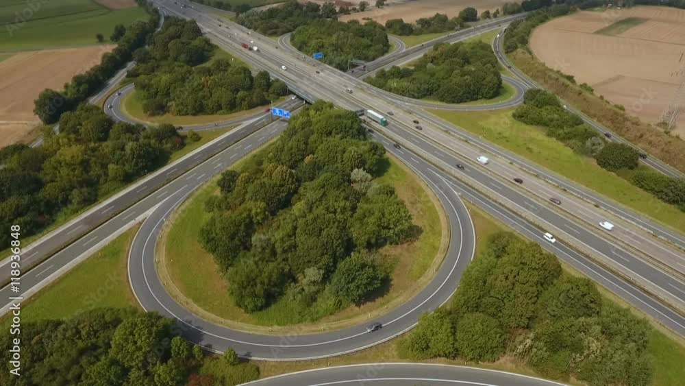 Aerial view of highway junction - time lapse Aerial view of highway junction - time lapse