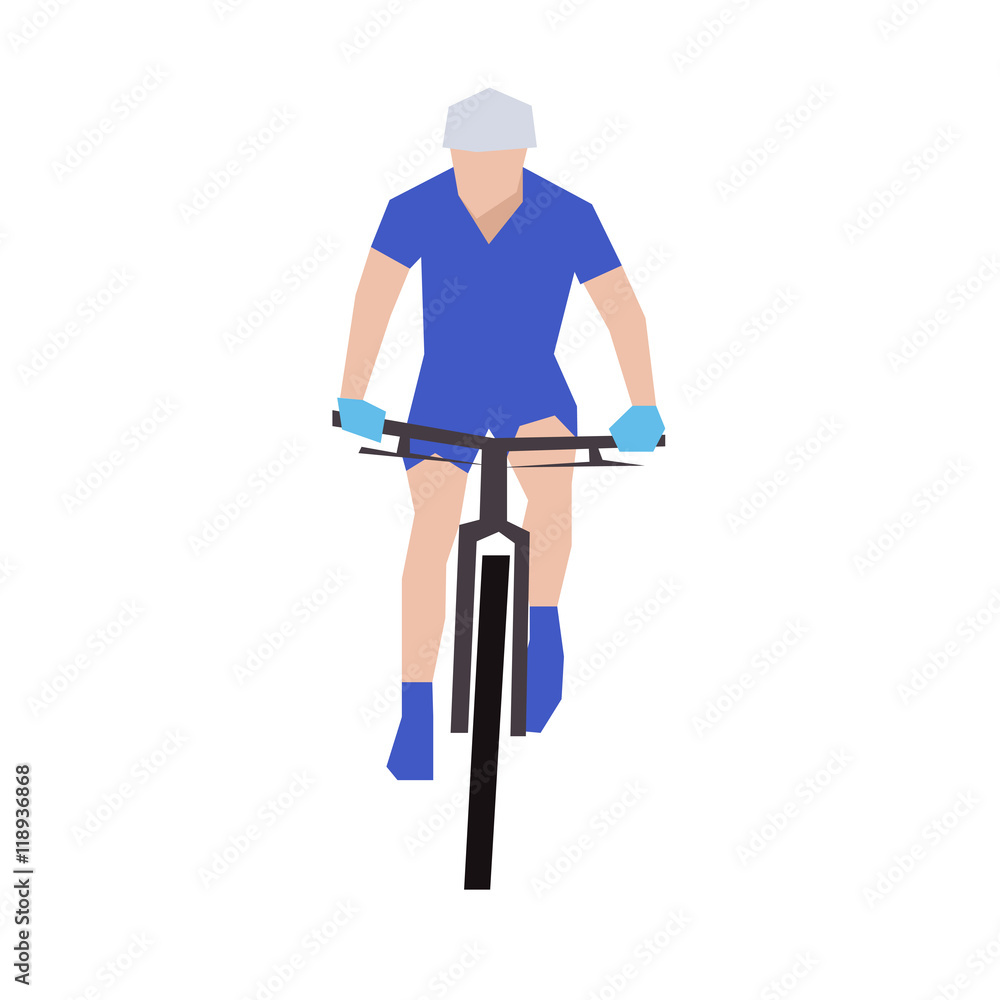 Mountain biking, flat vector illustration. Front view. Cyclist i Stock  Vector | Adobe Stock
