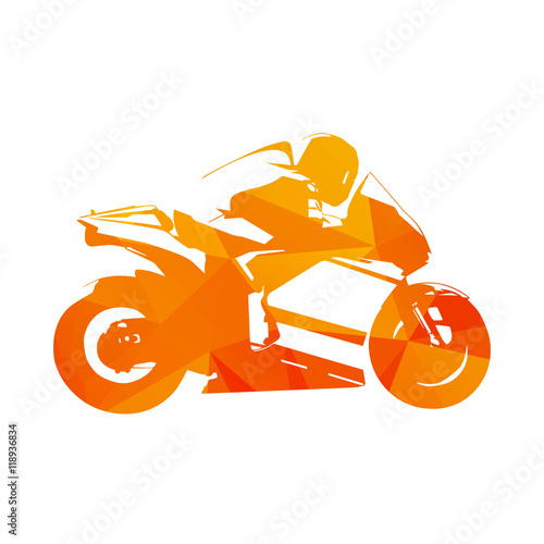 Motorcycling. Motorcycle road racing, abstract orange vector ill