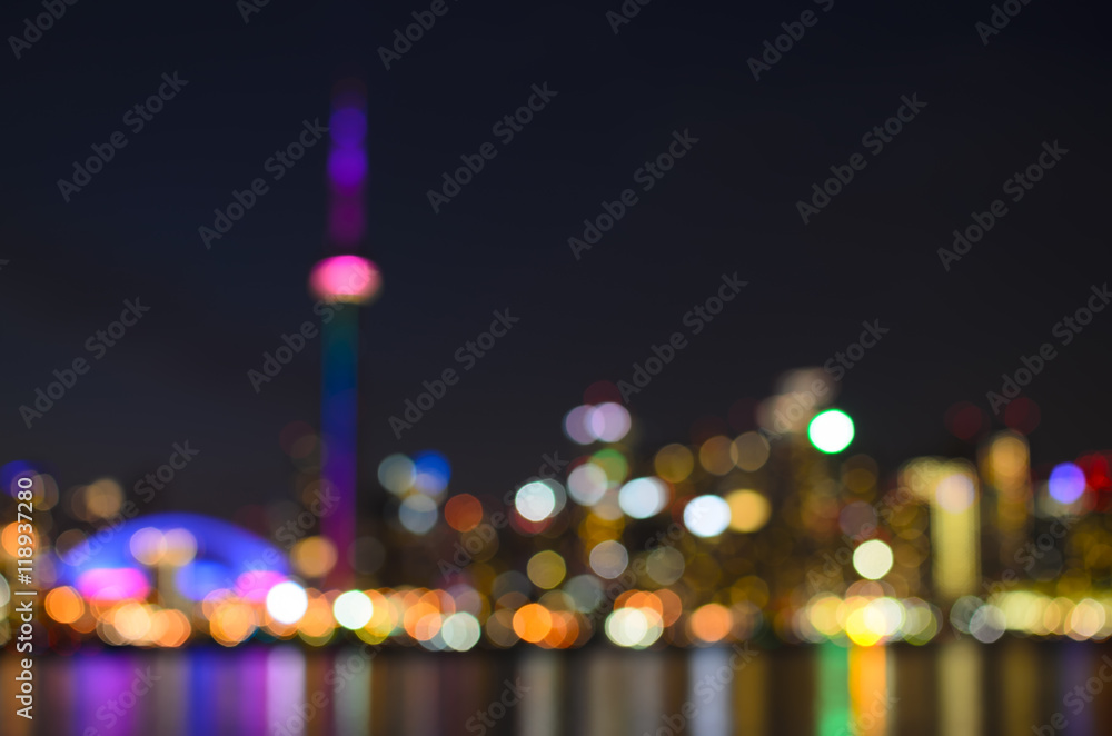 Bokeh night view to Toronto city Bokeh night view to Toronto city