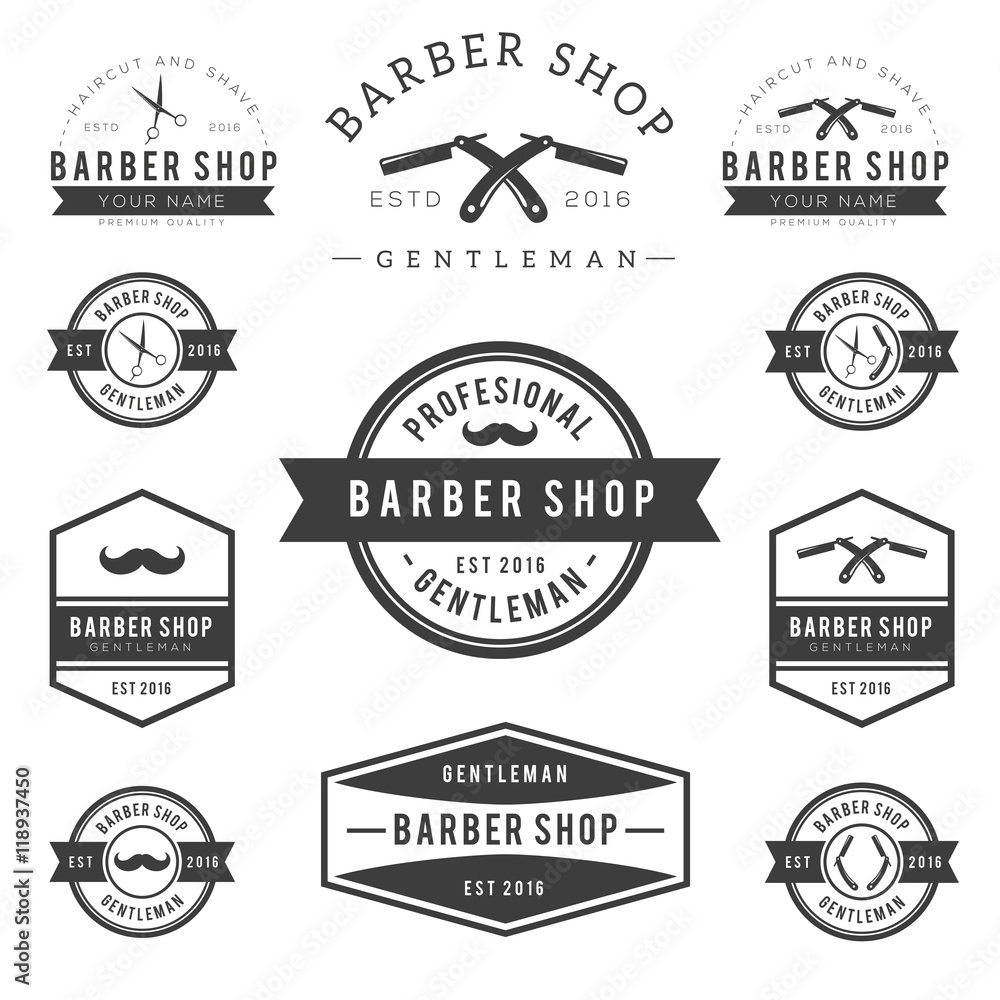 barber shop logo set