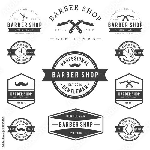 barber shop logo set