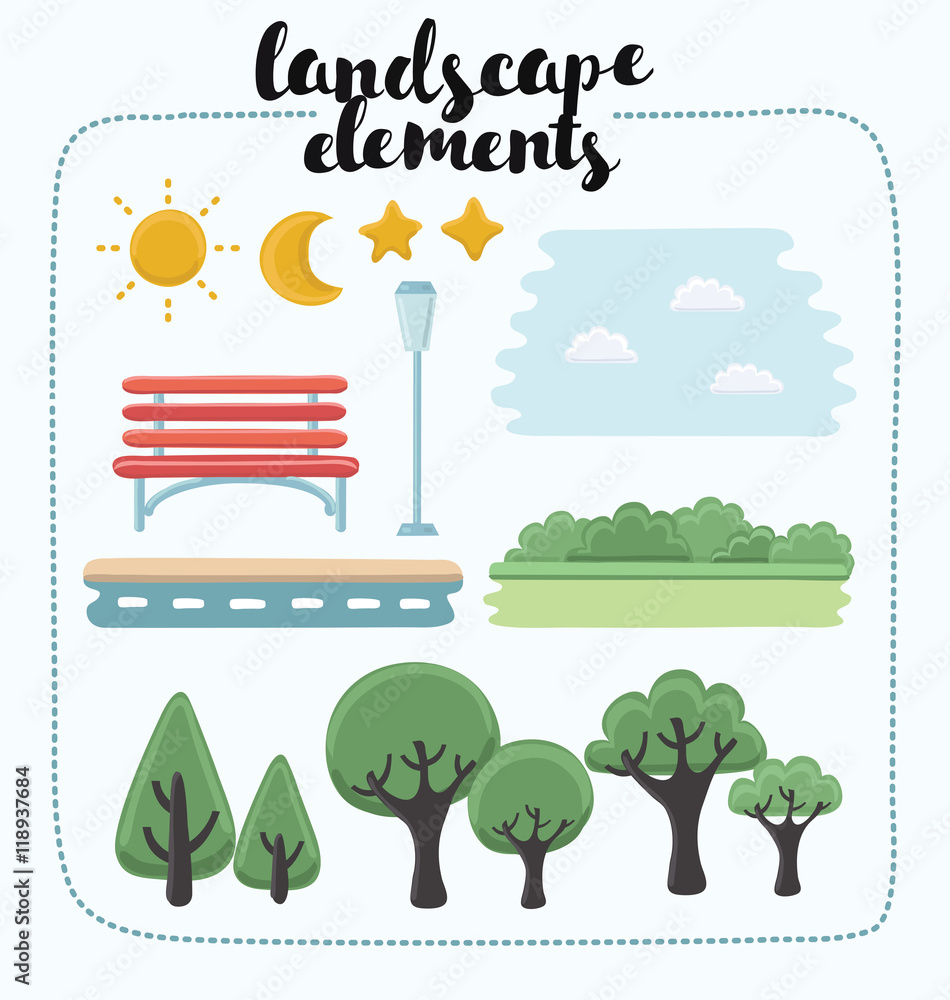 Naklejka premium Set of Landscape elements