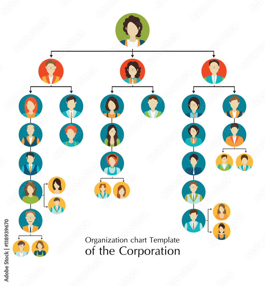 Organizational chart template of the corporation business hierar Stock ...