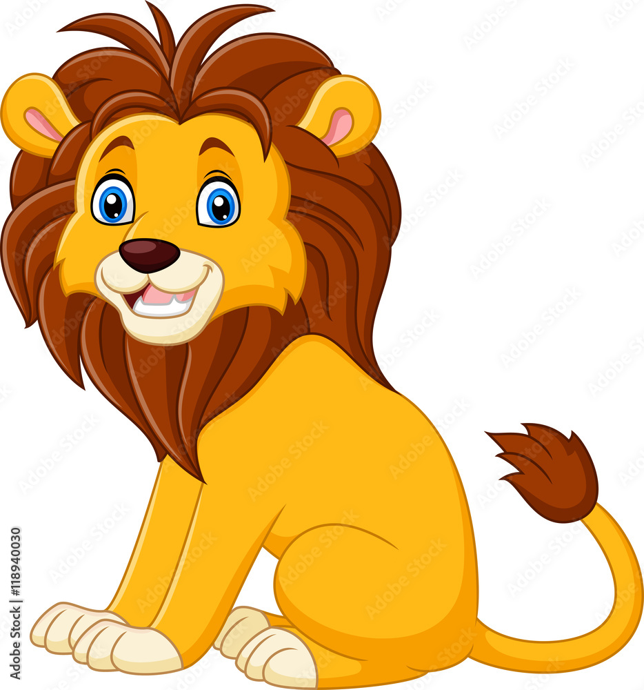 Fototapeta premium Cartoon lion sitting 