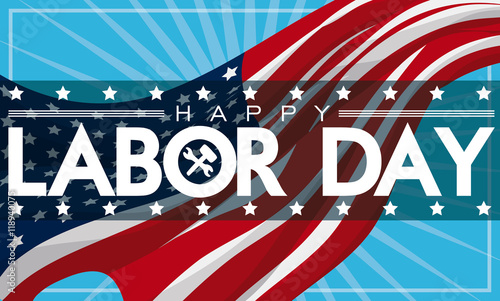 Patriotic Labor Day Banner with American Flag, Vector Illustration