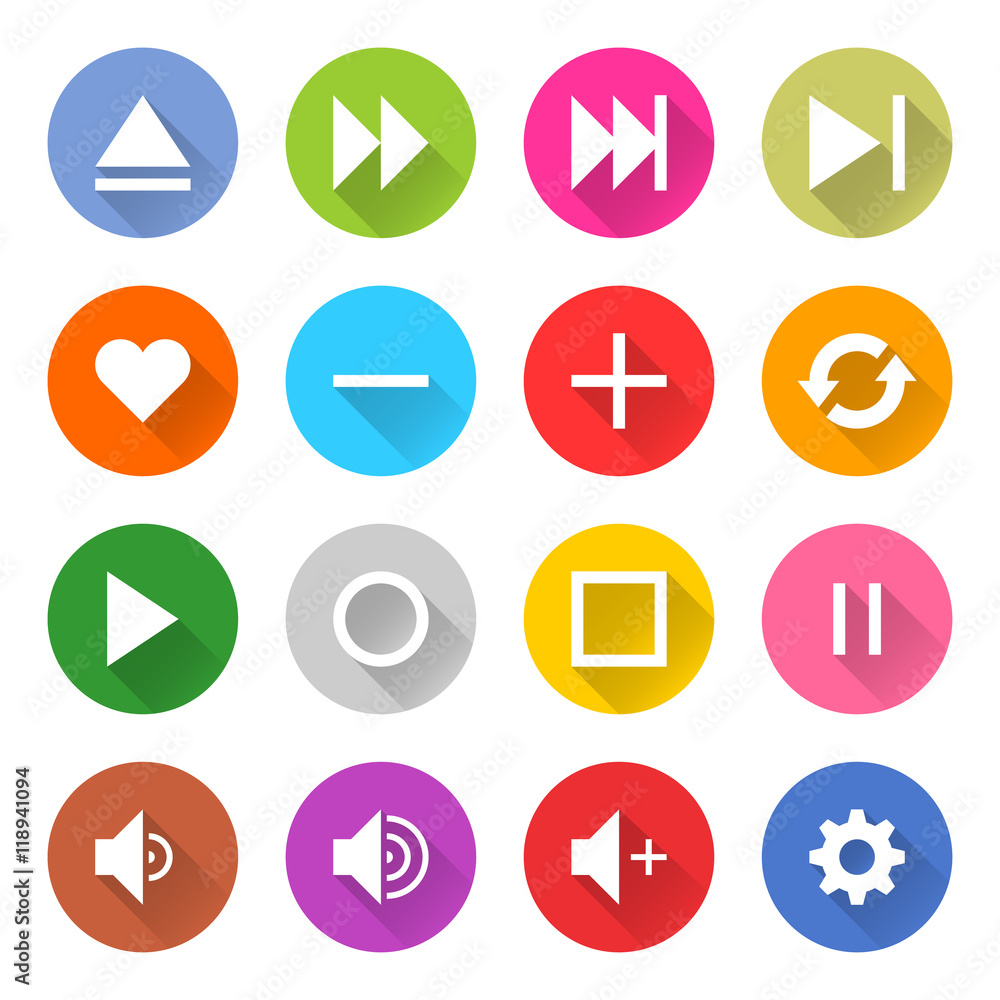 Flat media sign web internet buton Flat media sign web internet buton