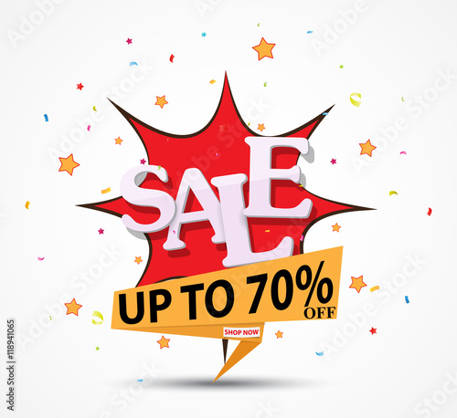 Sale Discount design with shopping bag and confetti