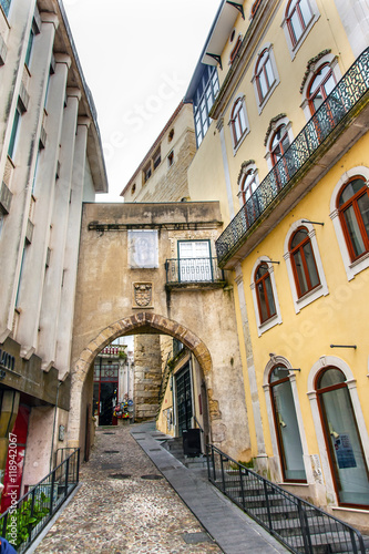 Old Arch Arco de  Almediina Medieval City Coimbra Portugal