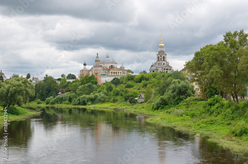 Borisoglebsky monastery on the banks of the Tvertsa river, Torzhok, Tver region, Russia