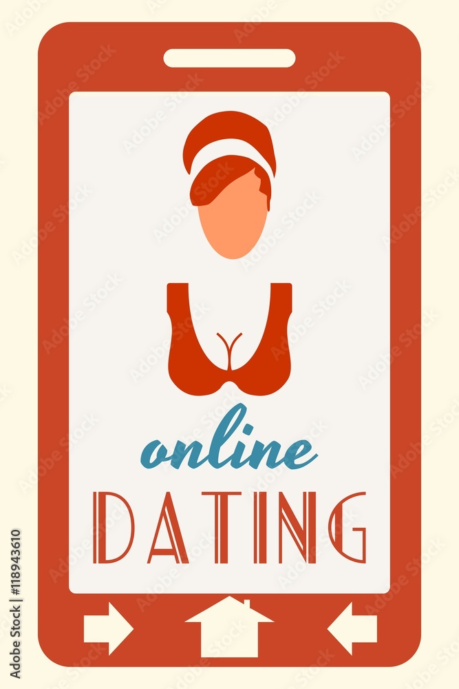 Fototapeta premium Abstract messenger screen. Online dating text. Vintage woman silhouette. Mobile app