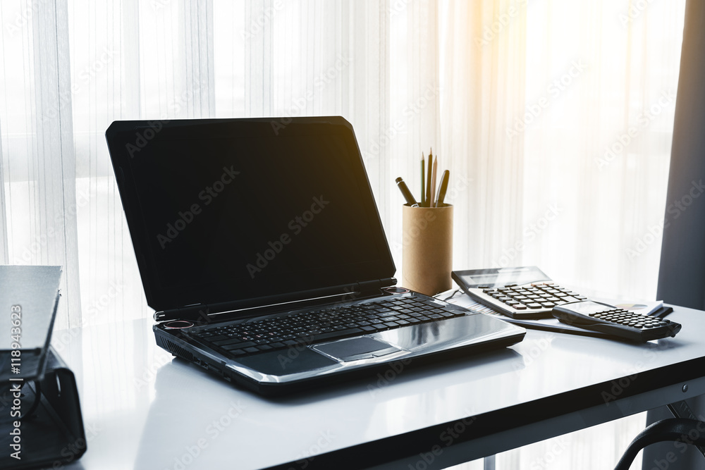 Fototapeta premium Office workplace with laptop
