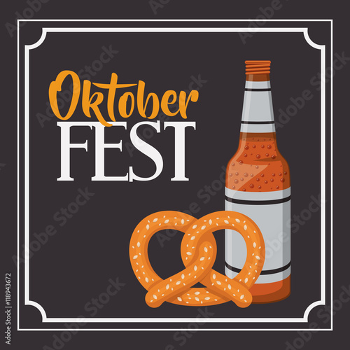 beer pretzel frame food meu oktoberfest icon. Colorful and Flat design. Vector illustration