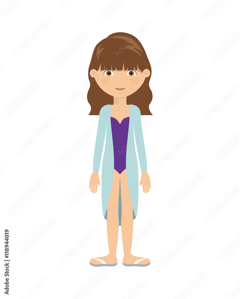 girl kid swimming cloth cartoon summer icon. Isolated colorful and flat design. Vector illustration girl kid swimming cloth cartoon summer icon. Isolated colorful and flat design. Vector illustration