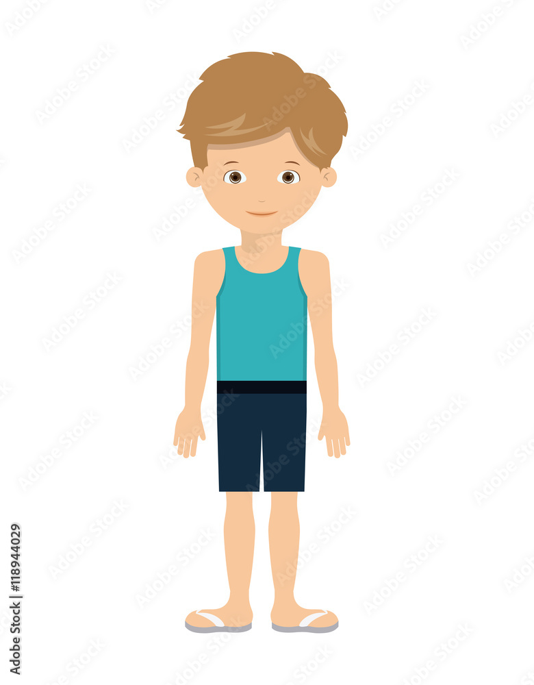 boy kid swimming cloth cartoon summer icon. Isolated colorful and flat design. Vector illustration boy kid swimming cloth cartoon summer icon. Isolated colorful and flat design. Vector illustration
