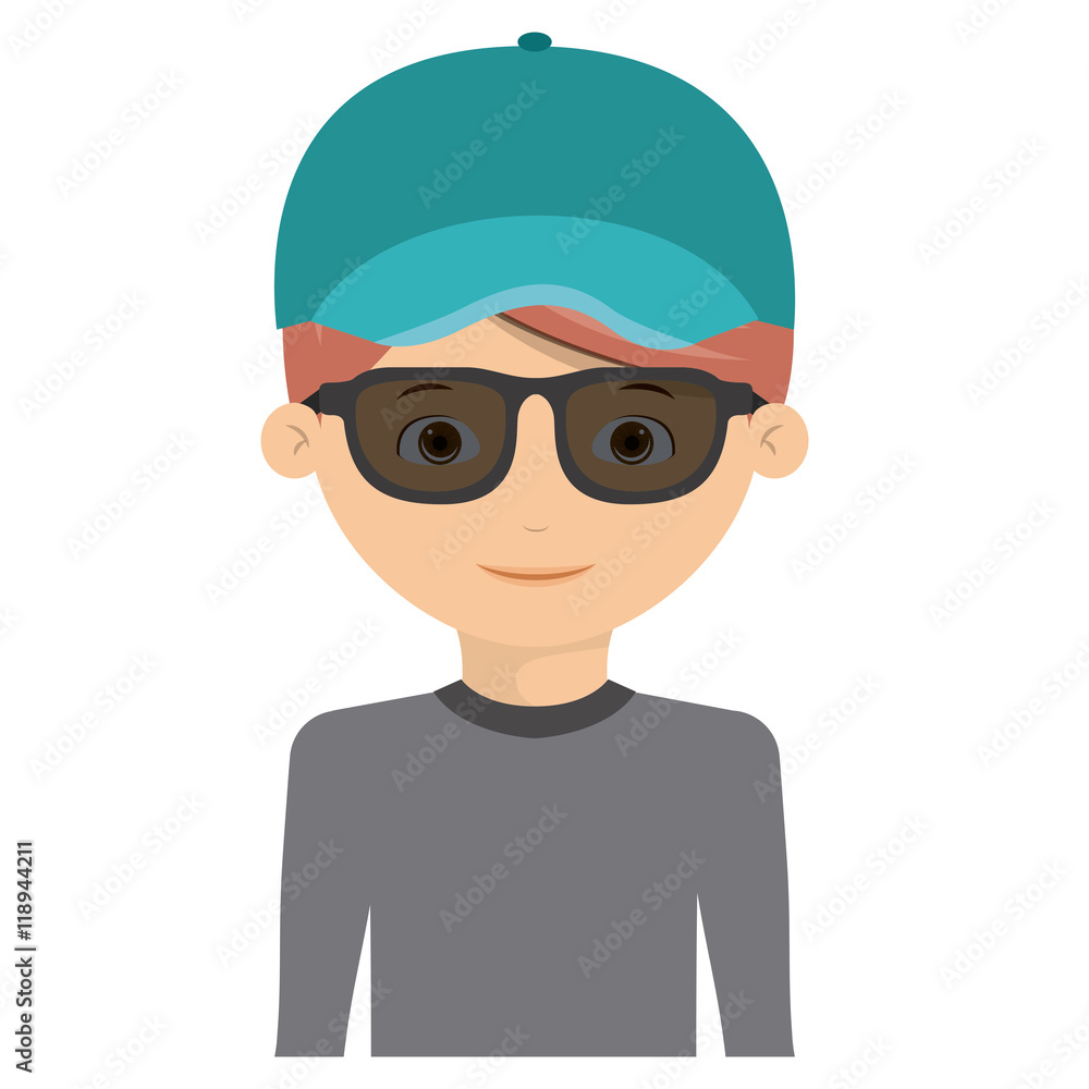 boy hat glasses kid swimming cloth cartoon summer icon. Isolated colorful and flat design. Vector illustration boy hat glasses kid swimming cloth cartoon summer icon. Isolated colorful and flat design. Vector illustration
