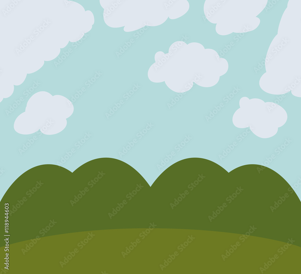 cloud grass sky landscape  icon. Isolated and Flat design. Vector illustration
