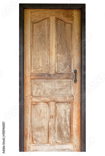 Wood door on white background , isolated