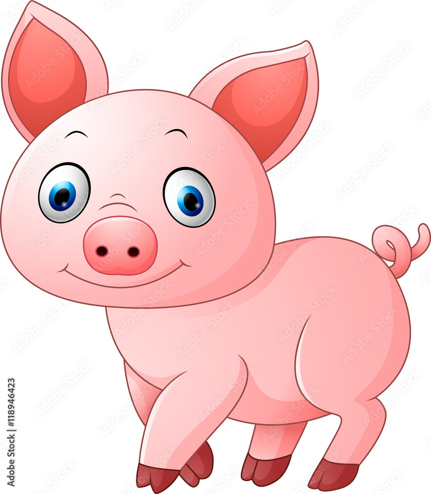 Cartoon pig isolated on white background Cartoon pig isolated on white background