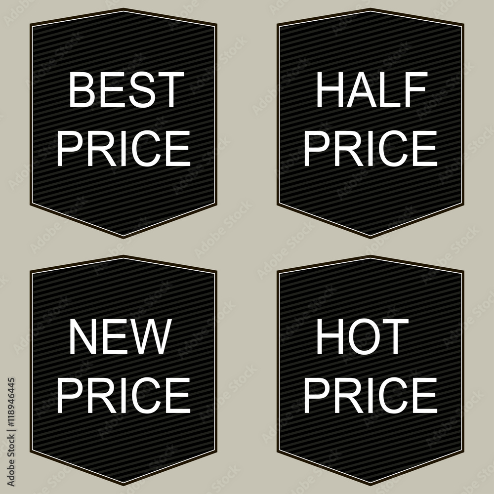 Best, half, new, hot price tags set.