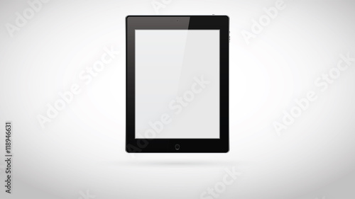 Realistic black tablet vector design with blank screen