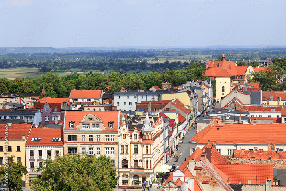 Chełmno - panorama starego miasta w  kierunku ulicy Grudziądzkiej 