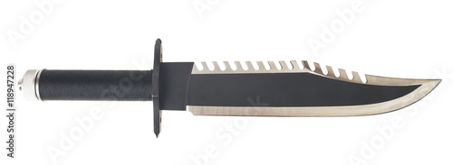 A stainless steel combat survival knife Isolated on white background