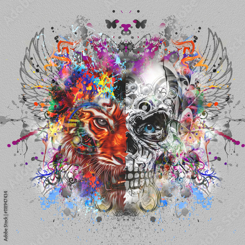 тигр и череп