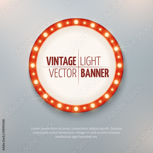 Vintage light vector circle banner sign. Event decoration
