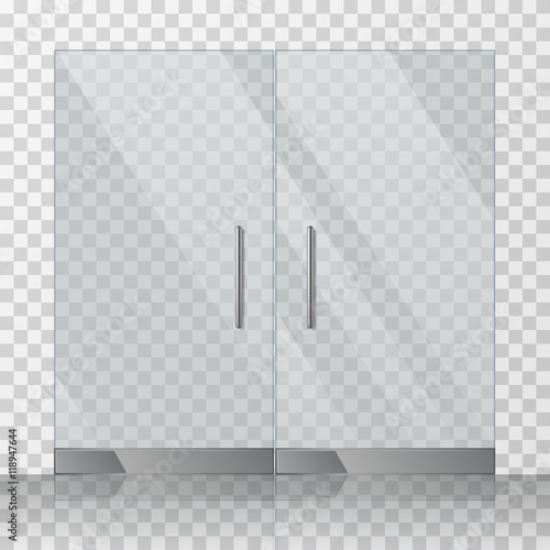 Mall, store glass doors vector illustration