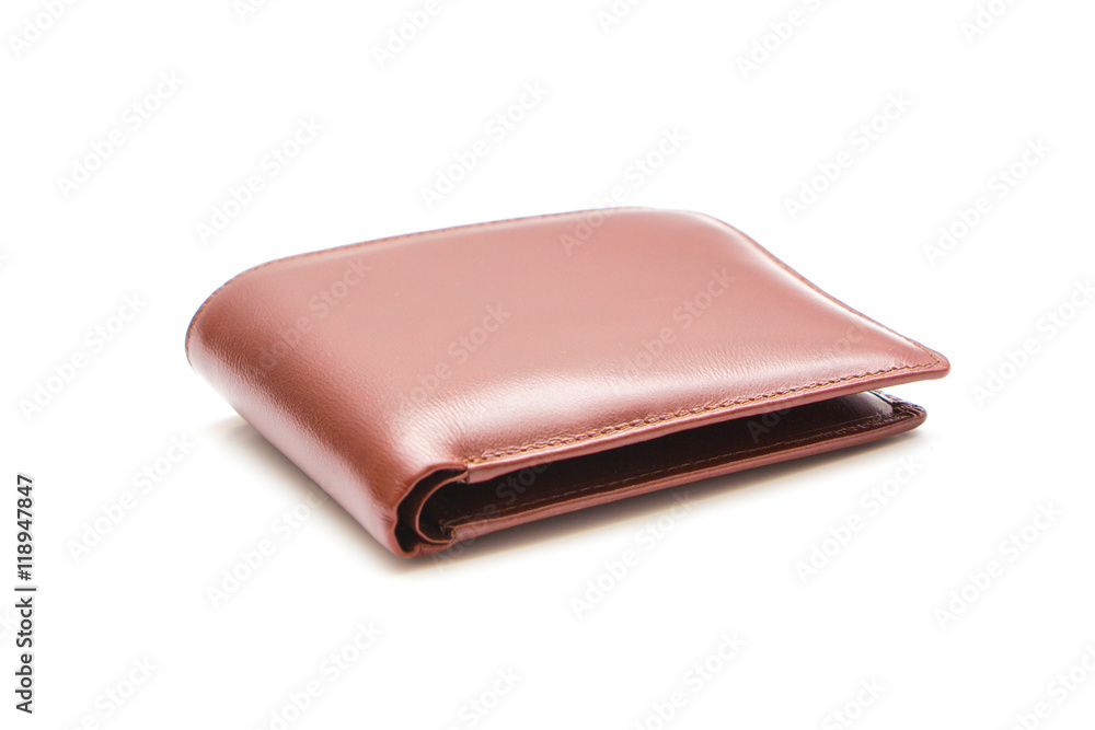 Brown leather wallet isolated on white background. Brown leather wallet isolated on white background.