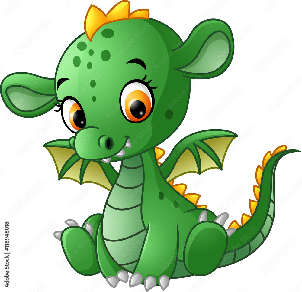 Naklejka premium Cute baby dragon