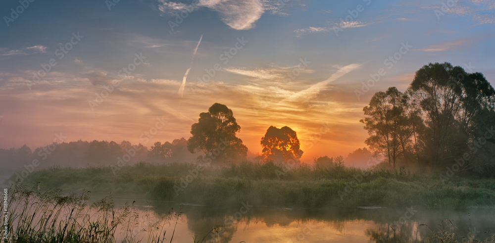 Foggy river in the morning