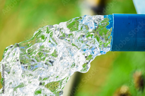 Canvas Print Blue pump pipe water flow equipment agriculture