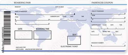 Vector illustration of pattern of a boarding pass or air ticket