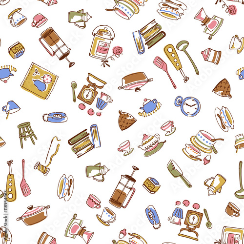 食器類のイラストパターン,