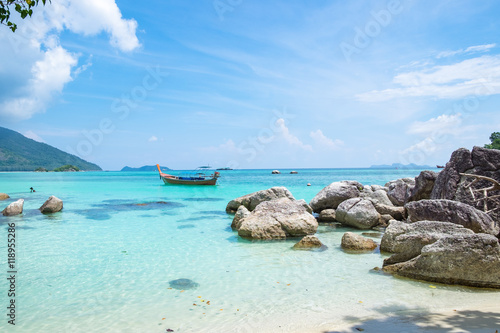 Andaman crystal sea white sand beach at lipe island