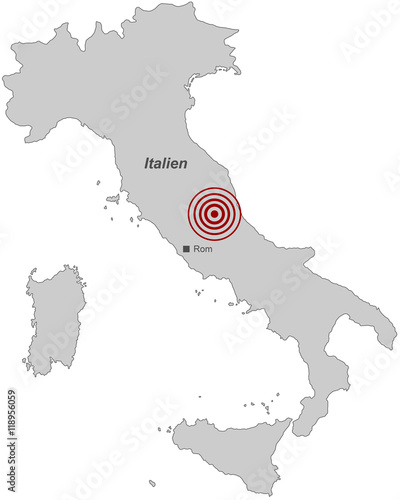 Erdbeben in Abruzzen/ Italien (24. August 2016) - Vektor in Grau