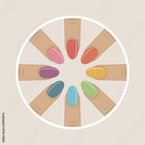 vector flat manicure nails