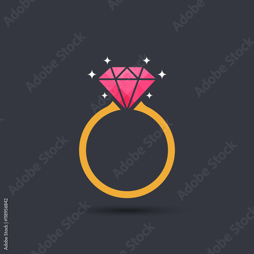 Diamond engagement ring icon - Vector