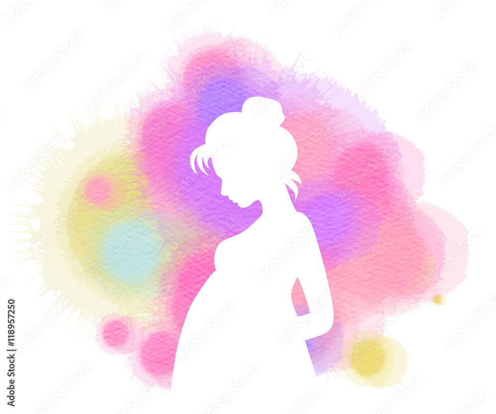 Pregnant woman silhouette plus abstract water color painted. Pregnant woman silhouette plus abstract water color painted.