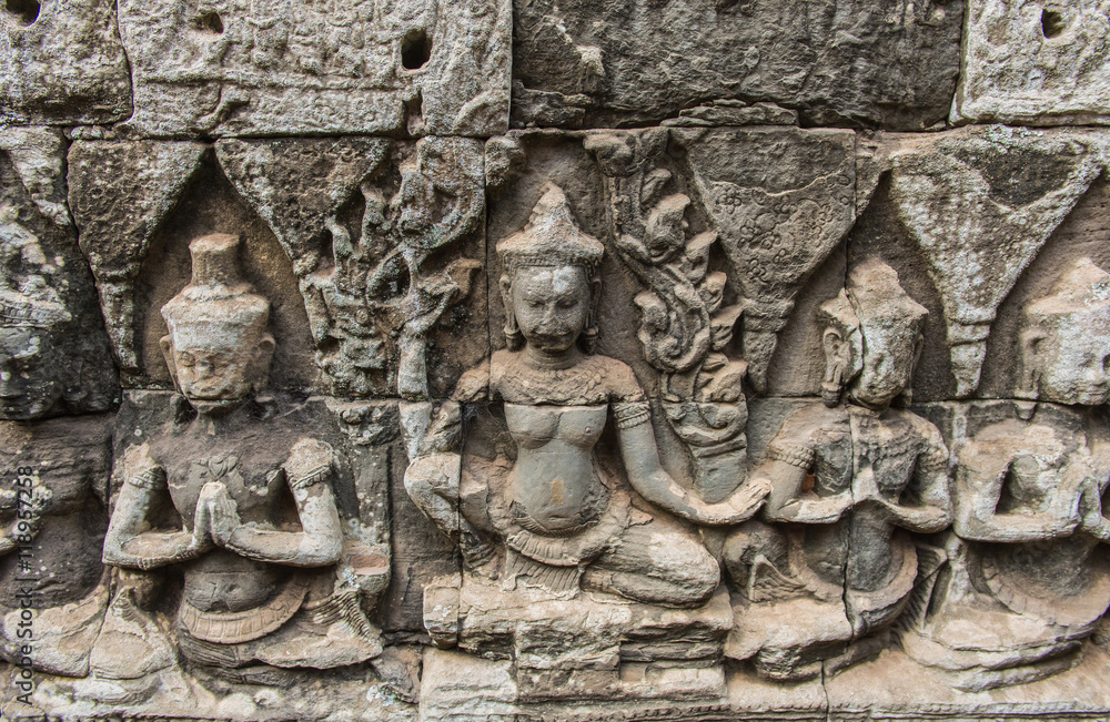 Bayon Castle or Prasat Bayon Khmer temple at Angkor in siem reap