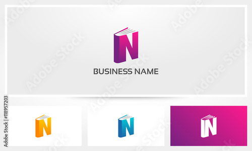 Letter N Book Cover Pages Logo