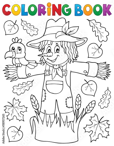 Coloring book scarecrow theme 1